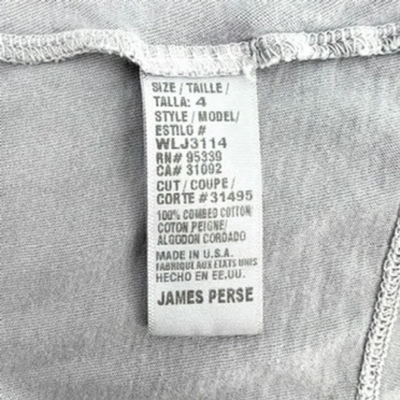 James Perse Gray Combed Cotton T Shirt Size 4/L Made in USA - Picture 4 of 4